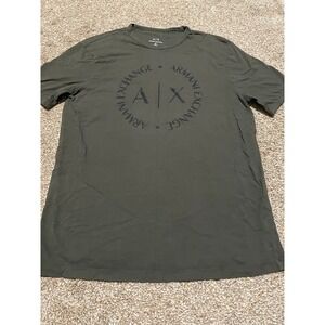 Armani Exchange Mens Olive Green Graphic Logo T-Shirt Regular Fit Small 8NZTCD